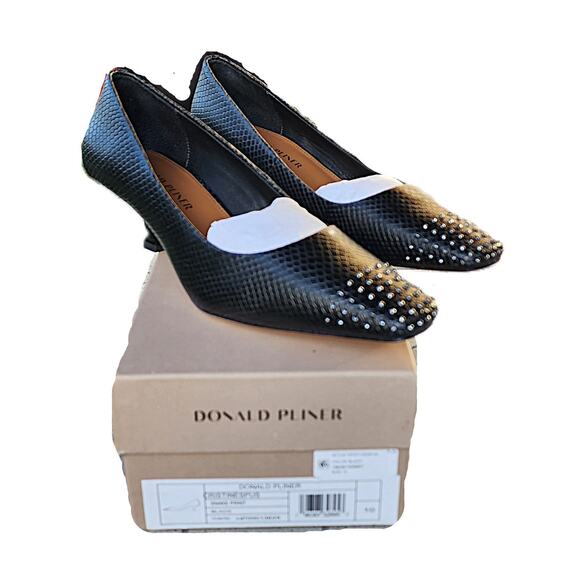Donald Pliner CRISTINE Studded Snakeskin Kitten Heel Pumps 10 - Picture 2 of 12